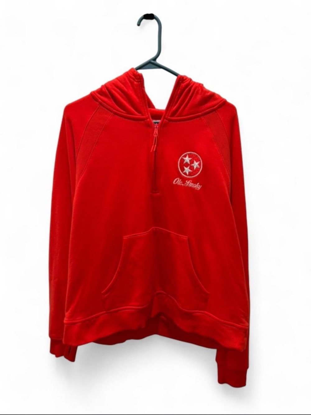 Red Half-Zip Hooded Sweatshirt